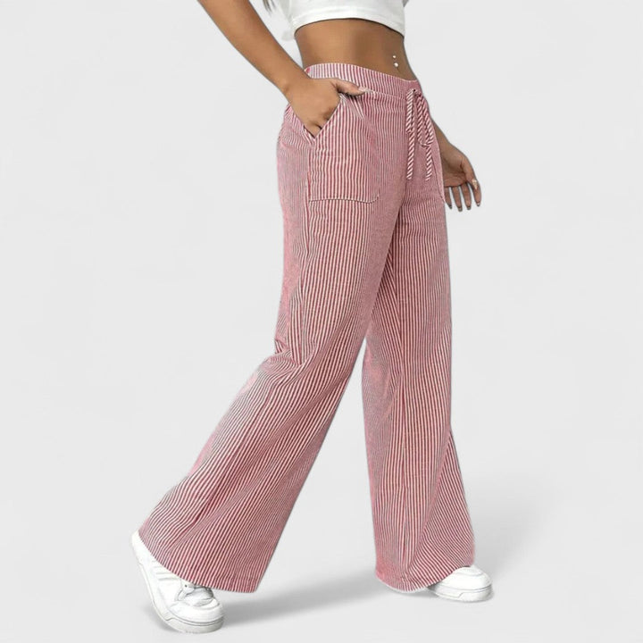 Dominique - Pantalones anchos cómodos con detalles elegantes