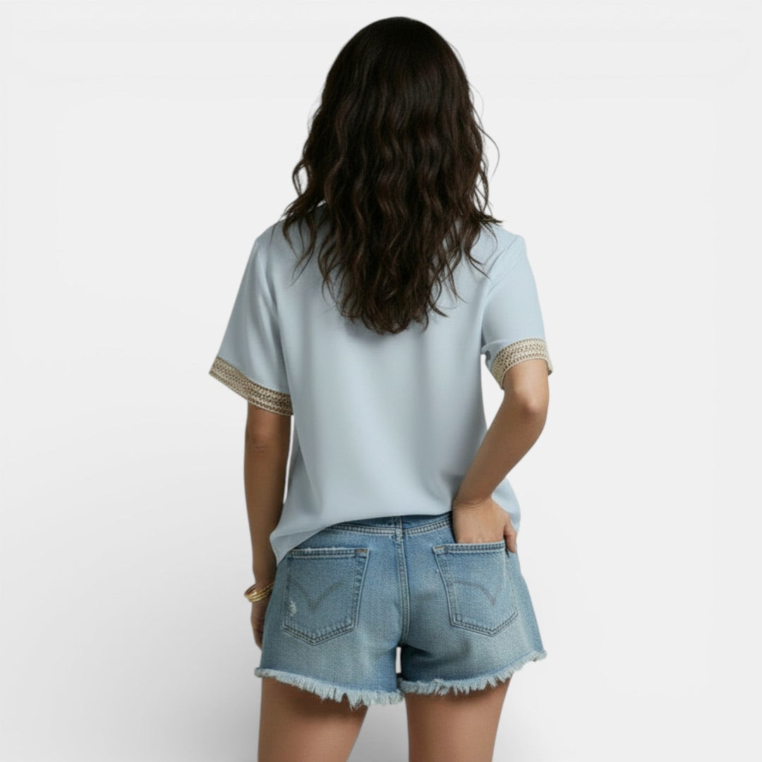 Camiseta Lencera Mujer Encaje Escote V Elegante Primavera