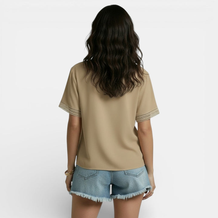 Camiseta Lencera Mujer Encaje Escote V Elegante Primavera
